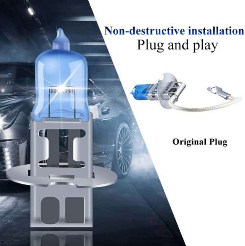 2 H3 Halogen Headlight Bulbs 55W 5000K Super Bright Xenon White High Beam Low Beam Fog Li