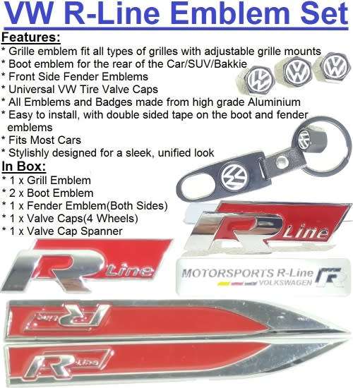 Volkswagen R-Line Emblem Special!!! VW Red R-Line Badges - R-Line Red Emblem Set