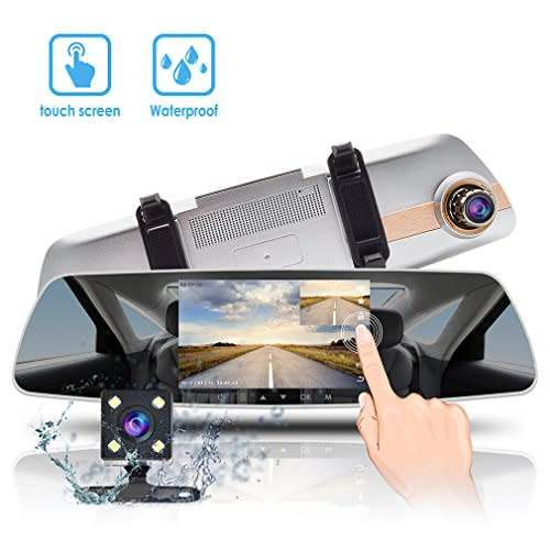 Vehicle Dash Camera - Rearview Mirror Dash Recorder - 2-In-1 Dash and Reverse Camera