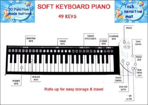 Piano Keyboard - 49 Key Roll Up Piano Key Board