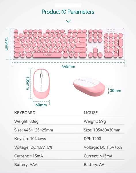 Andowl Wireless Keyboard And Mouse Set