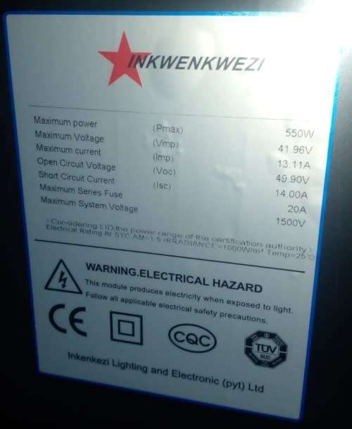 550W Solar Panel - Mono Cell 550W Solar Panel - Inkwe550W Mono Cell Solar Panel