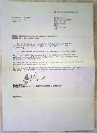 7 SADF Call up papers