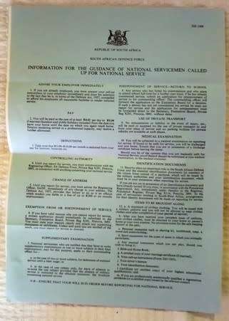 7 SADF Call up papers