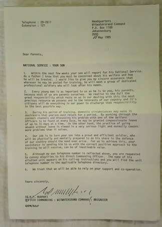 7 SADF Call up papers