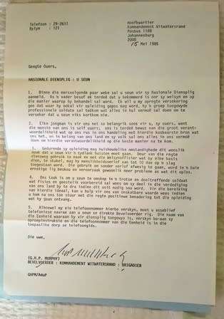 7 SADF Call up papers