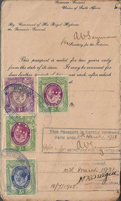 (Item 170) Passport ¿ Union of South Africa 1925