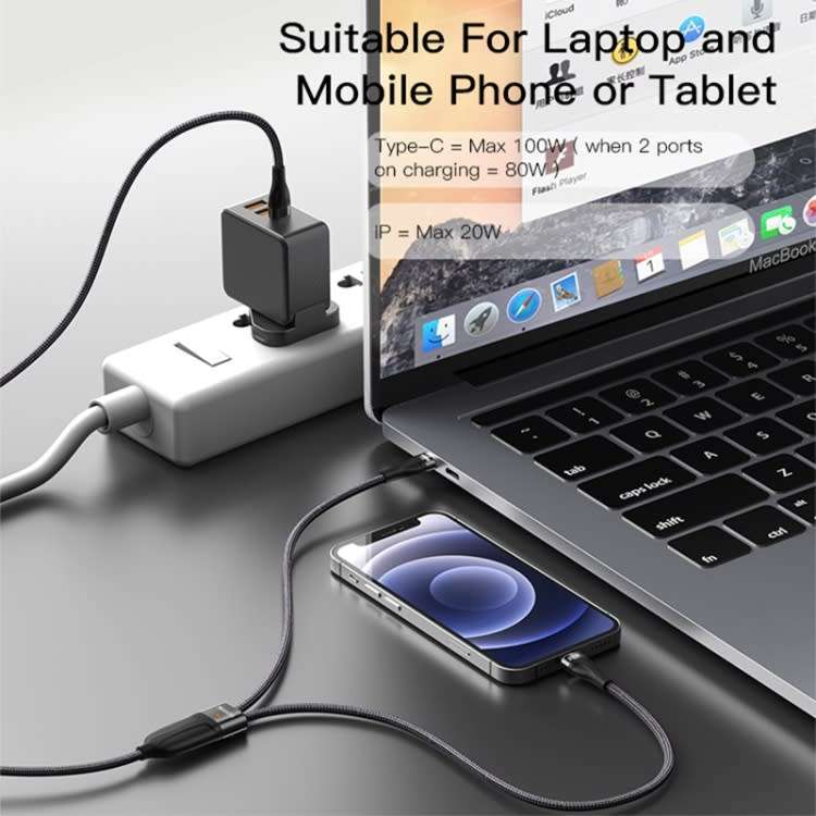 100W USB-C to Lightning & Type-C Cable 140cm