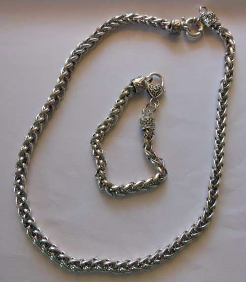 Bracelet and Necklace Silver Costume Set