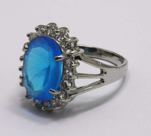 Blue Cubic Zirconia Costume Ring in size 8