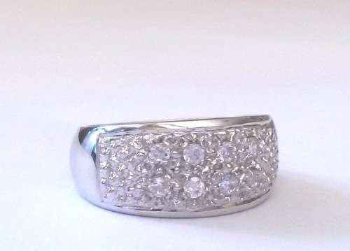 Cluster CZ Band in Silver - Size O