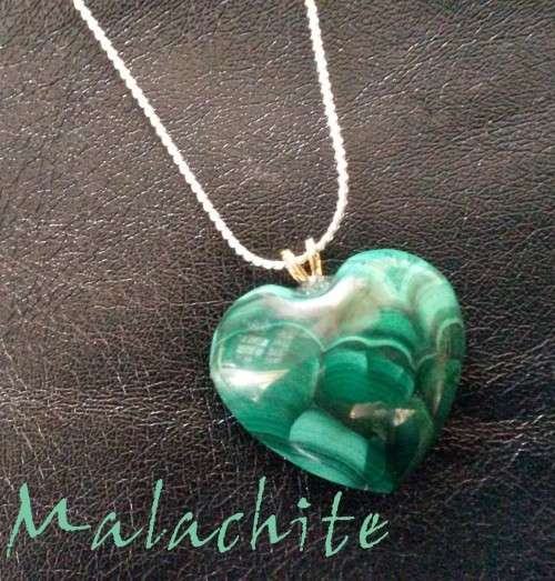 Healing Gemstone Heart Shaped Malachite Necklace