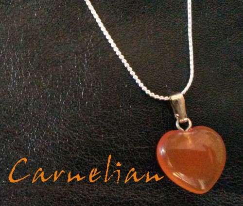 Healing Gemstone Heart Shaped Carnelian Necklace