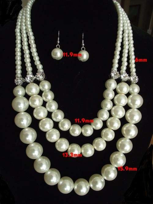 Faux Pearl necklace and Earrings Set