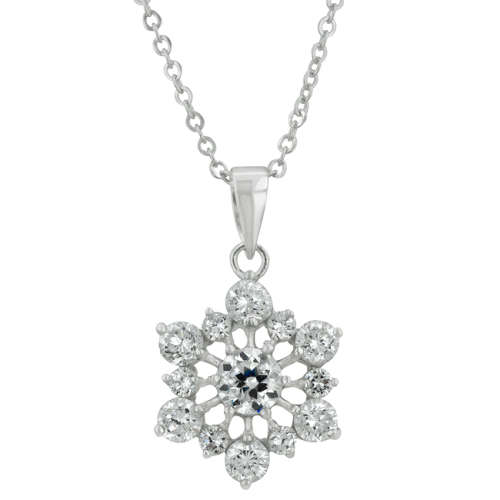 Cubic Zirconia Snowflake Pendant and Necklace