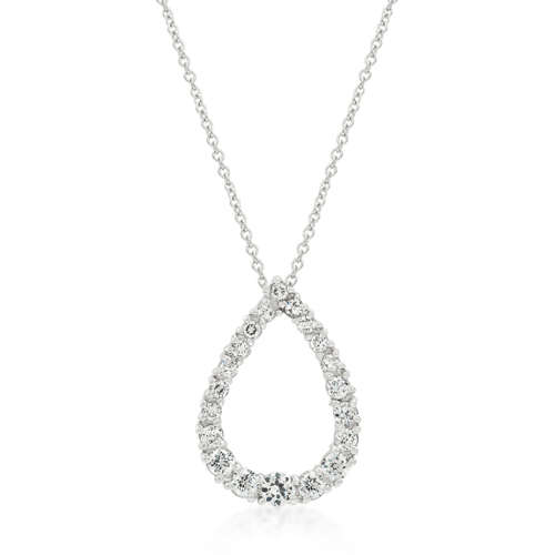 Cubic Zirconia Tear Drop Pendant and Necklace