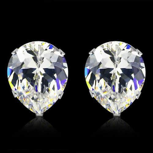 8.00ctw Pear Shaped Cubic Zirconia Stainless Steel Studs
