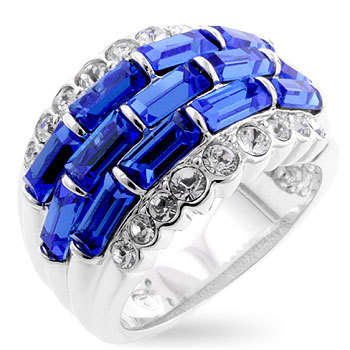 Blue and Clear Cubic Zirconia Costume Dress ring- Size 6/7
