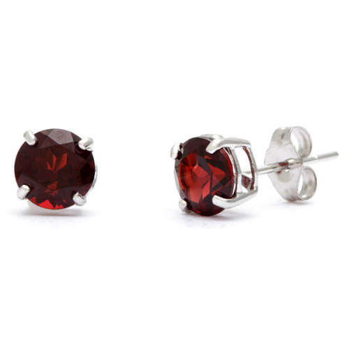 1.50ctw Red Garnet Stud Earrings in 925 Sterling Silver