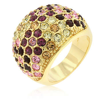 Last One in Stock- Multi Coloured Gold Plated Ring in Size 9