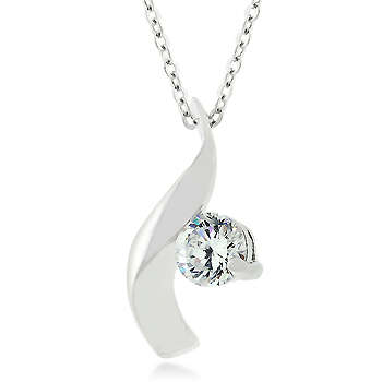 CZ Costume Pendant and Necklace