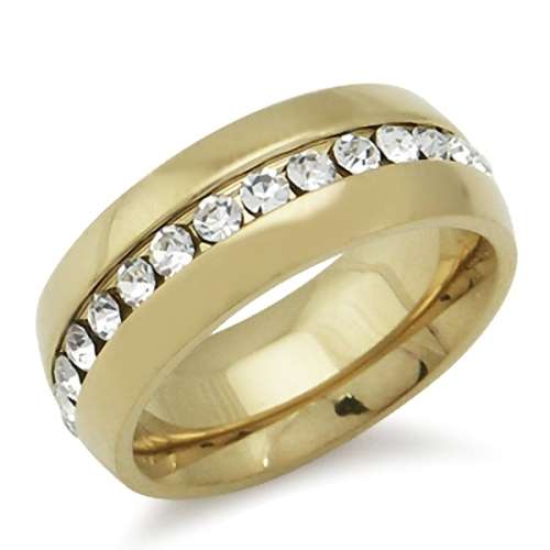 7mm Genuine Crystal Stainless Steel Wedding Band- Size 7/8/9