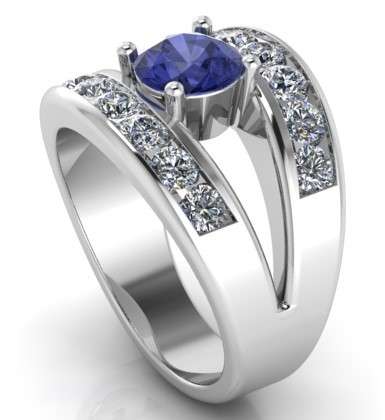 *CD DESIGNER JEWELRY* 2.65ct Tanzanite and Clear CZ Split Band Ring-Size R
