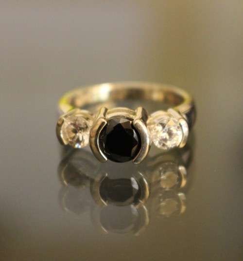 *CD DESIGNER JEWELRY* 2.25ct Black CZ in 925 Sterling Silver-Size R