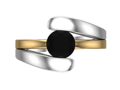 *CD DESIGNER JEWELRY* 1.25ct Black Moissanite  Silver Ring with 9ct Yellow Gold Plating