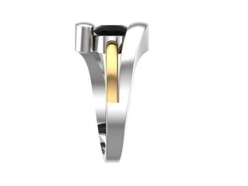*CD DESIGNER JEWELRY* 1.25ct Black Moissanite  Silver Ring with 9ct Yellow Gold Plating