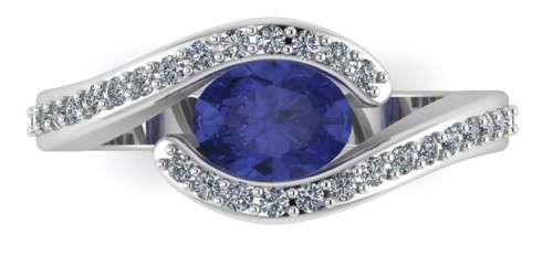 *CD DESIGNER JEWELRY* CR Tanzanite and Clear CZ Ring in Silver-Size 8.5