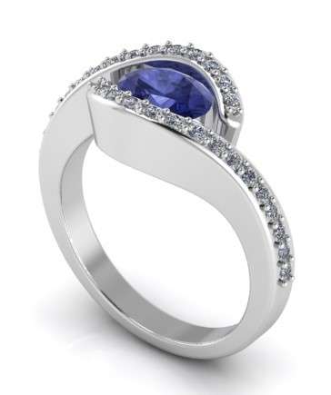 *CD DESIGNER JEWELRY* CR Tanzanite and Clear CZ Ring in Silver-Size 8.5