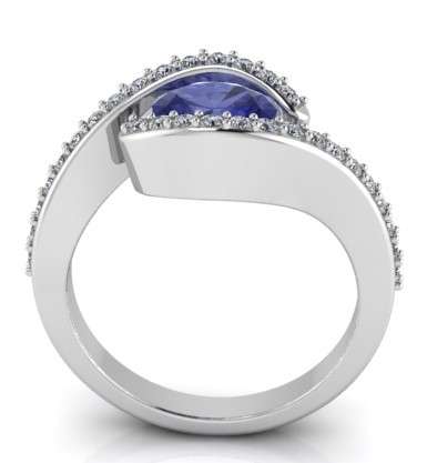 *CD DESIGNER JEWELRY* CR Tanzanite and Clear CZ Ring in Silver-Size 8.5
