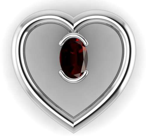*CD DESIGNER JEWELRY*0.75ct Garnet CZ Heart Pendant in Silver