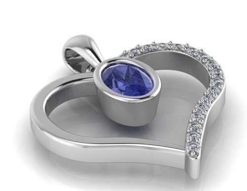 *CD DESIGNER JEWELRY*1.01ct Tanzanite & Clear CZ Heart Pendant in 925 Sterling Silver
