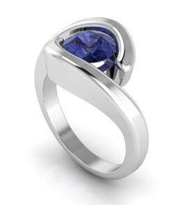 *CD DESIGNER JEWELRY* 2ct Tanzanite CZ Ring in Silver-Size R