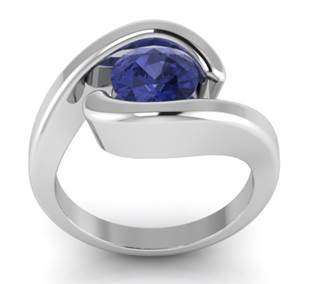 *CD DESIGNER JEWELRY* 2ct Tanzanite CZ Ring in Silver-Size R