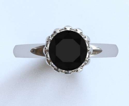 *CD DESIGNER JEWELRY*1ct Black Moissanite Crown Set Ring -Size 7.5