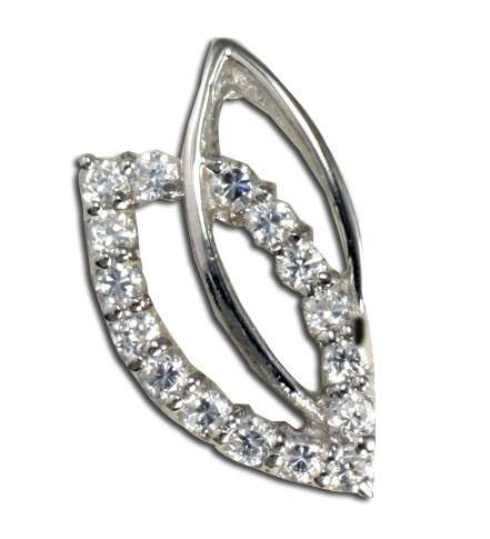 0.59ctw CZ Double Leaf Pendant in Silver