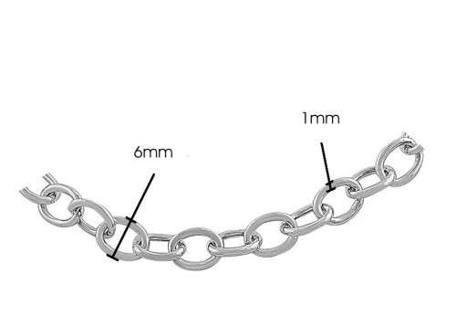 Genuine 19cm 925 Sterling Silver 6mm Oval Rolo Bracelet*Perfect for Charms*