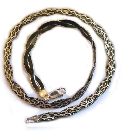 45cm 925 Sterling Silver Black Rhodium Magic Design Snake Style Chain