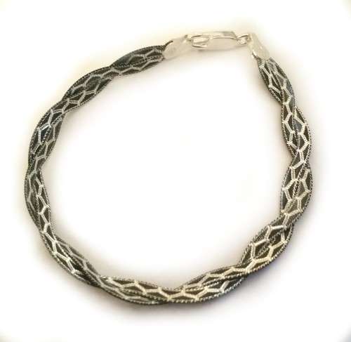 19cm 925 Sterling Silver Black Rhodium Magic Design Snake Style Bracelet