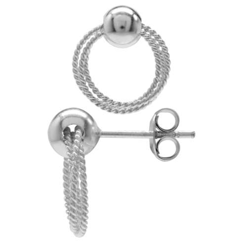 925 Sterling Silver Twisted Triple Rope Style Hoop Earrings
