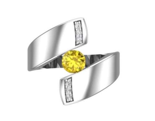 *CD DESIGNER JEWELRY* 1.57ctw Yellow and Clear CZ Wrap Ring in Silver- Size 8.75