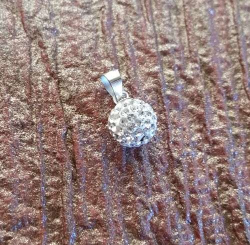 Rhinestone Crystal Ball Pendant in 925 Sterling Silver