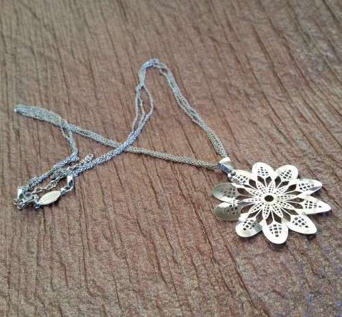 Flower Pendant with Necklace in 925 Sterling Silver