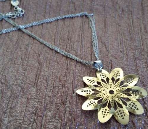 Gold Plated Flower Pendant with Necklace in 925 Sterling Silver
