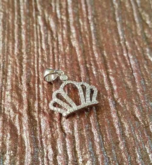 CZ Crown Pendant in Silver