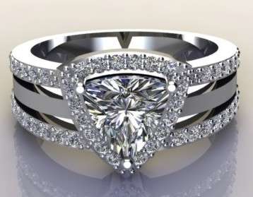 *CD DESIGNER JEWELRY* 1.5ct Trillion Halo CZ Ring in Silver Size R