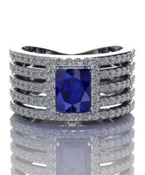 *CD DESIGNER JEWELRY*2.62ctw Sapphire Blue Cubic Zirconia Dress Ring in 925 Sterling Silver- Size R